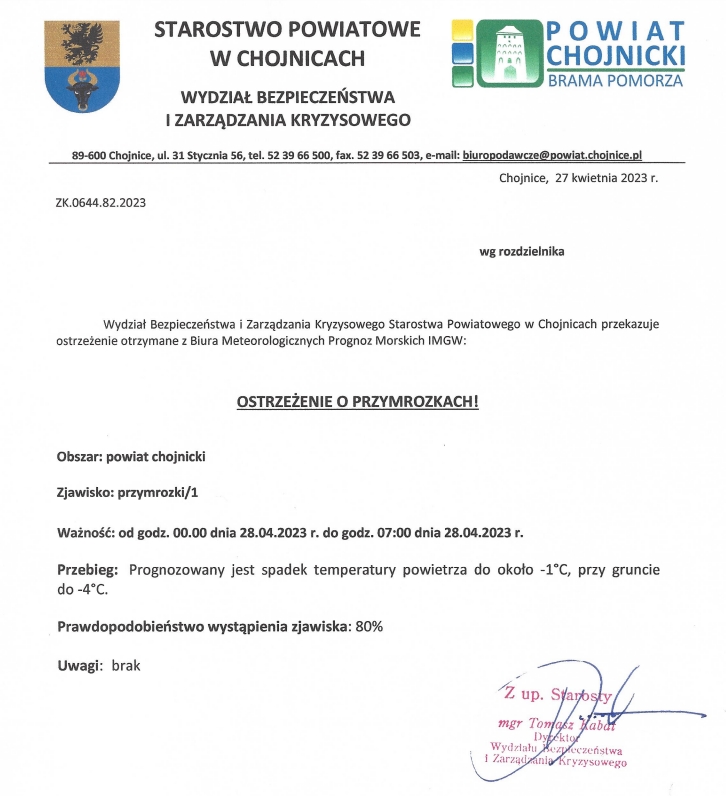 przymrozki kwiecien2023