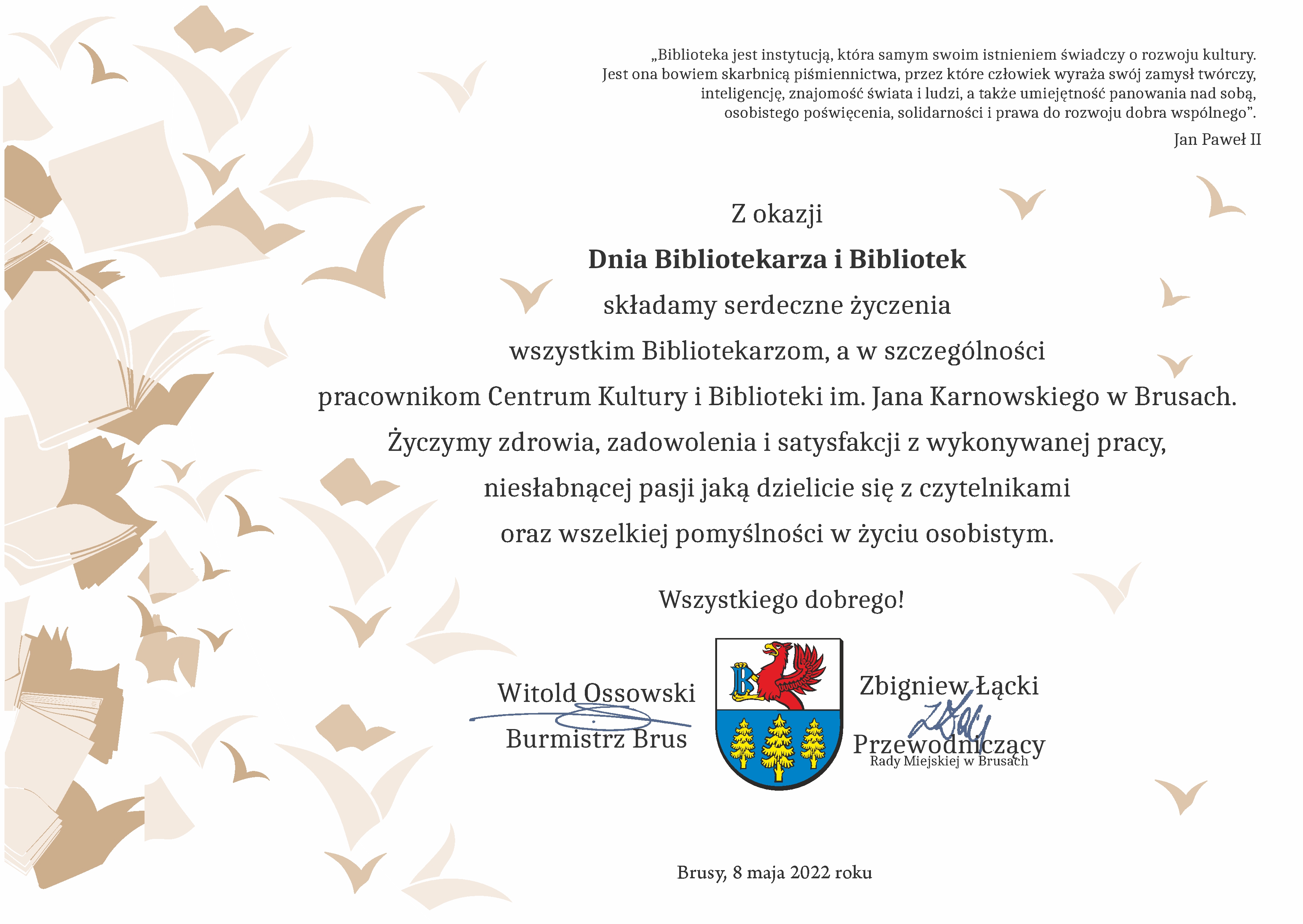 zyczenia DZIEŃ BIBLIOTEKARZA 2022