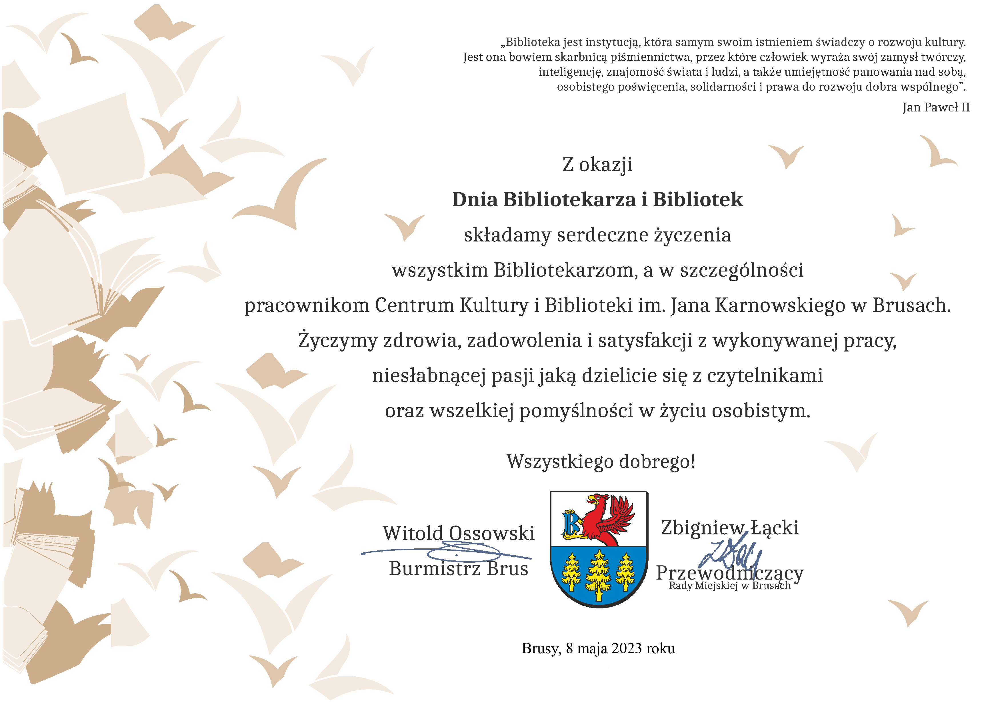 zyczenia DZIEŃ BIBLIOTEKARZA 2023