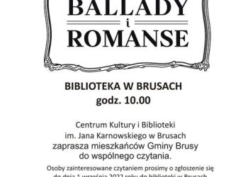 Zapraszamy do zgłaszania chęci udziału w Narodowym Czytaniu w Brusach!