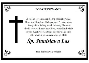Podziękowanie za złożone kondolencje...