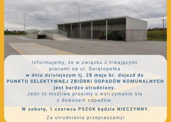 UTRUDNIONY DOJAZD DO  PUNKTU SELEKTYWNEJ ZBIÓRKI ODPADÓW KOMUNALNYCH