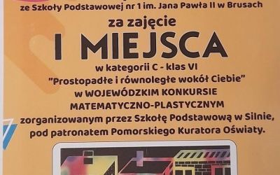 SP BRUSY NR 1: Sukces uczniów Szkoły Podstawowej nr.1 im. Jana Pawła II w Brusach  w XIV Wojewódzkim Konkursie Matematyczno-Plastycznym