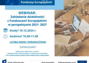 WEBINARIUM „ZAKŁADANIE DZIAŁALNOŚCI Z FUNDUSZAMI EUROPEJSKIMI W PERSPEKTYWIE 2021- 2027”
